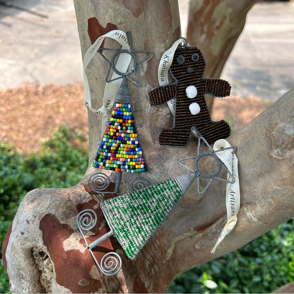 KHUTSALA ARTISIAN Handmade Beaded Christmas Ornaments set of 3 - Picture 3 of 13